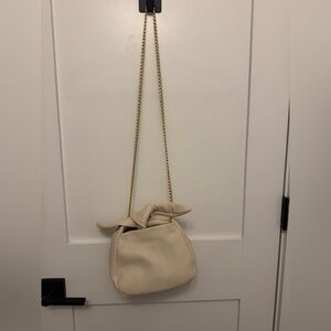 Cuyana Cream Mini Bow Bag with Detachable Gold Chain
